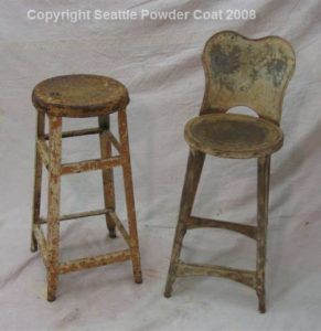 Rusty Stools Prior To Stripping And Powder Coating